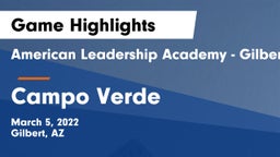 American Leadership Academy - Gilbert  vs Campo Verde  Game Highlights - March 5, 2022