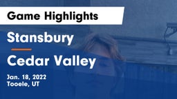 Stansbury  vs Cedar Valley  Game Highlights - Jan. 18, 2022
