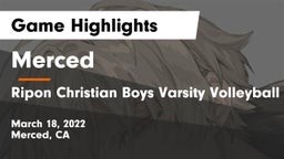 Merced  vs Ripon Christian  Boys Varsity Volleyball Ripon, Ca Game Highlights - March 18, 2022