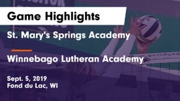 St. Mary's Springs Academy  vs Winnebago Lutheran Academy  Game Highlights - Sept. 5, 2019