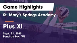 St. Mary's Springs Academy  vs Pius XI Game Highlights - Sept. 21, 2019
