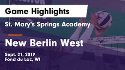 St. Mary's Springs Academy  vs New Berlin West  Game Highlights - Sept. 21, 2019