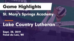 St. Mary's Springs Academy  vs Lake Country Lutheran  Game Highlights - Sept. 28, 2019
