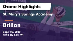 St. Mary's Springs Academy  vs Brillon Game Highlights - Sept. 28, 2019