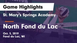 St. Mary's Springs Academy  vs North Fond du Lac  Game Highlights - Oct. 3, 2019