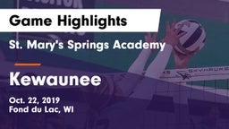 St. Mary's Springs Academy  vs Kewaunee  Game Highlights - Oct. 22, 2019