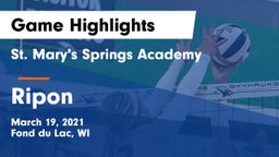 St. Mary's Springs Academy  vs Ripon  Game Highlights - March 19, 2021