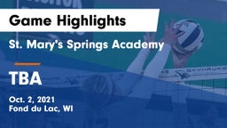 St. Mary's Springs Academy  vs TBA Game Highlights - Oct. 2, 2021