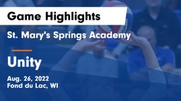St. Mary's Springs Academy  vs Unity  Game Highlights - Aug. 26, 2022