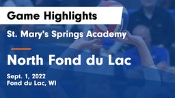 St. Mary's Springs Academy  vs North Fond du Lac Game Highlights - Sept. 1, 2022