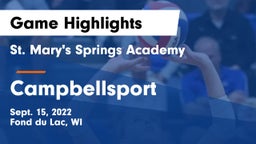 St. Mary's Springs Academy  vs Campbellsport  Game Highlights - Sept. 15, 2022