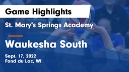 St. Mary's Springs Academy  vs Waukesha South  Game Highlights - Sept. 17, 2022