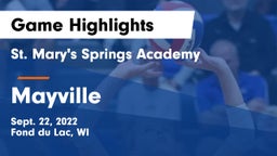 St. Mary's Springs Academy  vs Mayville  Game Highlights - Sept. 22, 2022