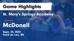 St. Mary's Springs Academy  vs McDonell Game Highlights - Sept. 24, 2022