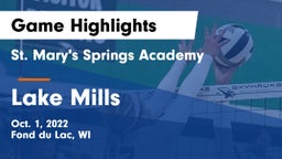 St. Mary's Springs Academy  vs Lake Mills Game Highlights - Oct. 1, 2022