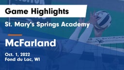 St. Mary's Springs Academy  vs McFarland  Game Highlights - Oct. 1, 2022