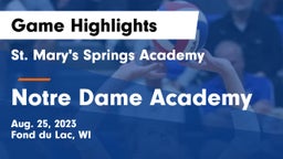 St. Mary's Springs Academy  vs Notre Dame Academy Game Highlights - Aug. 25, 2023