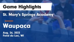 St. Mary's Springs Academy  vs Waupaca  Game Highlights - Aug. 26, 2023