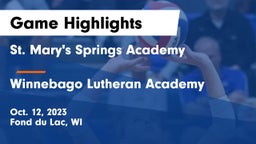 St. Mary's Springs Academy  vs Winnebago Lutheran Academy  Game Highlights - Oct. 12, 2023