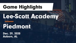 Lee-Scott Academy vs Piedmont Game Highlights - Dec. 29, 2020