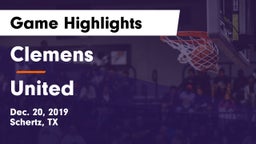 Clemens  vs United  Game Highlights - Dec. 20, 2019