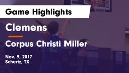Clemens  vs Corpus Christi Miller Game Highlights - Nov. 9, 2017