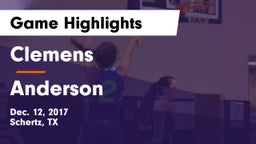 Clemens  vs Anderson  Game Highlights - Dec. 12, 2017