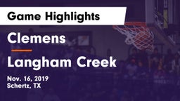 Clemens  vs Langham Creek Game Highlights - Nov. 16, 2019