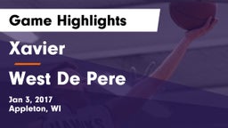 Xavier  vs West De Pere  Game Highlights - Jan 3, 2017