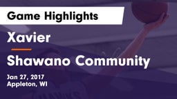 Xavier  vs Shawano Community  Game Highlights - Jan 27, 2017