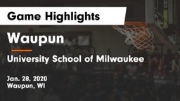 Waupun  vs University School of Milwaukee Game Highlights - Jan. 28, 2020