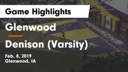 Glenwood  vs Denison (Varsity) Game Highlights - Feb. 8, 2019