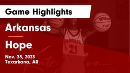 Arkansas  vs Hope  Game Highlights - Nov. 28, 2023