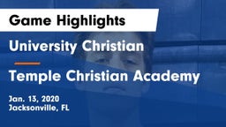 University Christian  vs Temple Christian Academy Game Highlights - Jan. 13, 2020