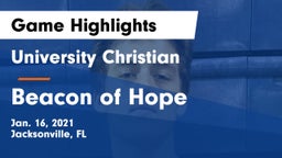 University Christian  vs Beacon of Hope Game Highlights - Jan. 16, 2021