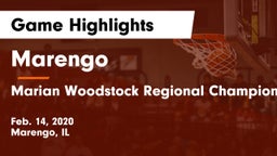 Marengo  vs Marian Woodstock Regional Championship Game Highlights - Feb. 14, 2020