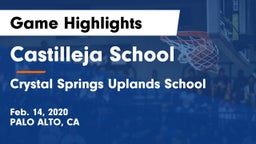 Castilleja School vs Crystal Springs Uplands School Game Highlights - Feb. 14, 2020