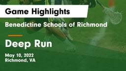 Benedictine Schools of Richmond vs Deep Run  Game Highlights - May 10, 2022