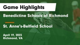Benedictine Schools of Richmond vs St. Anne's-Belfield School Game Highlights - April 19, 2023
