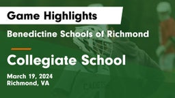 Benedictine Schools of Richmond vs Collegiate School Game Highlights - March 19, 2024