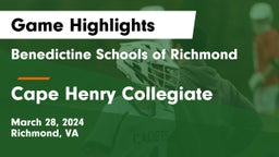 Benedictine Schools of Richmond vs Cape Henry Collegiate Game Highlights - March 28, 2024