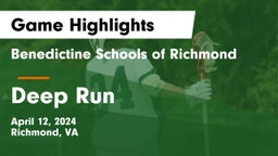 Benedictine Schools of Richmond vs Deep Run  Game Highlights - April 12, 2024