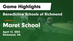 Benedictine Schools of Richmond vs Maret School Game Highlights - April 12, 2024