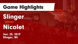 Slinger  vs Nicolet  Game Highlights - Jan. 25, 2019