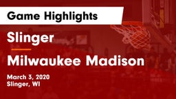 Slinger  vs Milwaukee Madison Game Highlights - March 3, 2020
