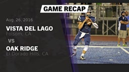 Recap: Vista del Lago  vs. Oak Ridge  2016