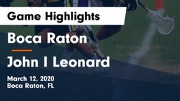 Boca Raton  vs John I Leonard  Game Highlights - March 12, 2020