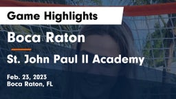 Boca Raton  vs St. John Paul II Academy Game Highlights - Feb. 23, 2023