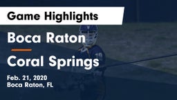 Boca Raton  vs Coral Springs Game Highlights - Feb. 21, 2020