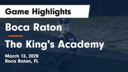 Boca Raton  vs The King's Academy Game Highlights - March 13, 2020